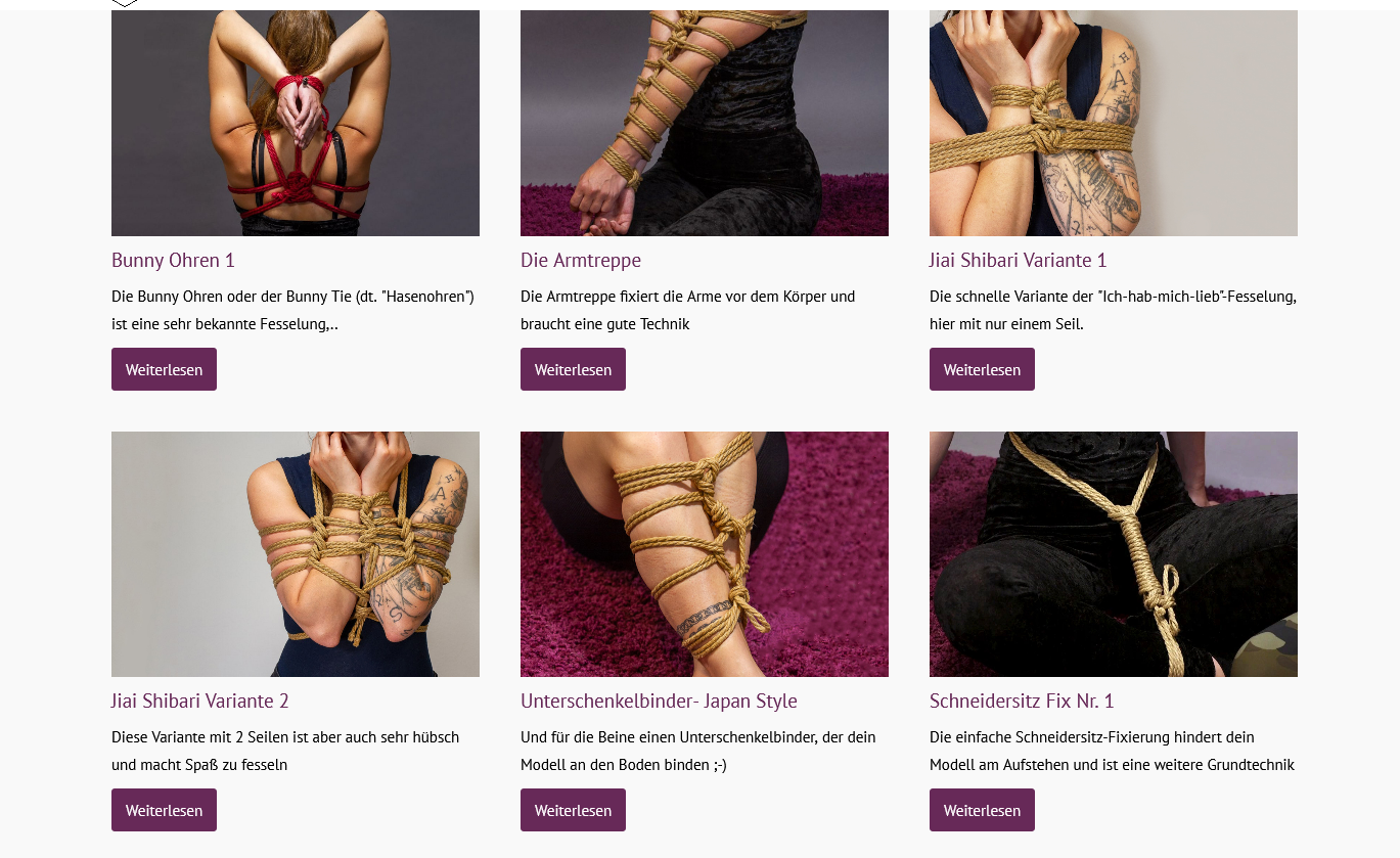 Eine Auswahl von 6 verschiedenen Fesselungen 