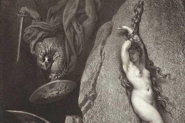 Andromeda an den Felsen gekettet - Gemälde von Gustave Dore